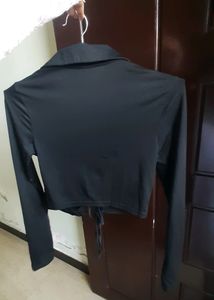 URBANIC Black Full Sleeves Ribbed Top