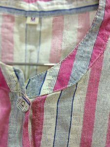 Striped Button-Down Kurti Top