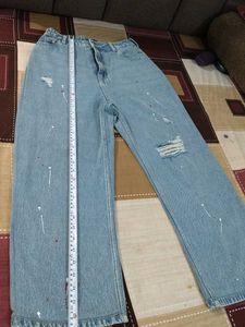 Distressed Wide-Leg Jeans