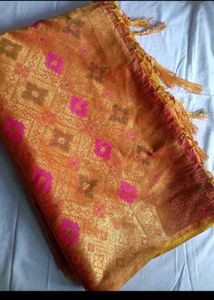 Yellow Banarasi Silk Saree For Haldi Ceremony