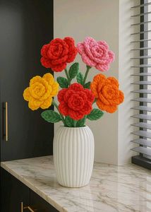 Handmade Crochet Flower In Multi Colours
