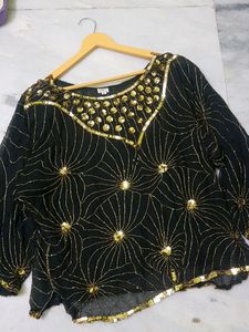 Embroided Pure Silk Y2k Sequin Top🎀