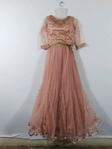 Peach Embroidery Printed Lehanga Choli (Women)