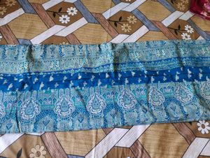 floral blue printed saree