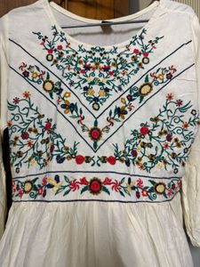 Embroidered White Dress