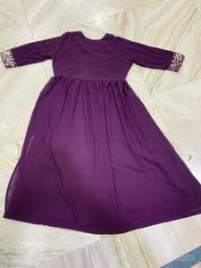 Purple &amp; Gold Embellished Nayra Dress