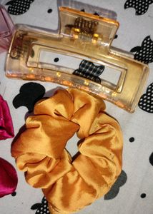 Pink &amp; Yellow Claw Clips &amp; Scrunchies
