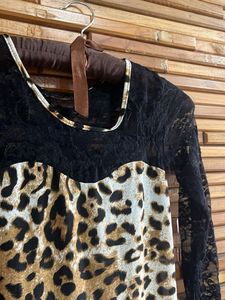 Sexy Back Lace Leopard Print Mini Dress
