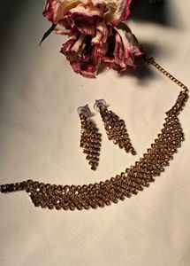 Rhinestone Choker & Earring Set