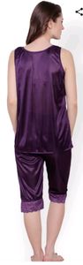 Claura Purple Satin Night Suit