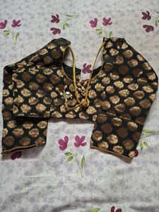 Black &amp; Gold Brocade Blouse