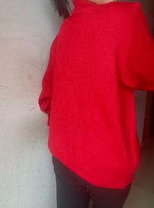 Red Double-Breasted Knit Sweater