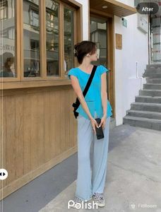 New With Tag Korean Blue Flare Crop Top