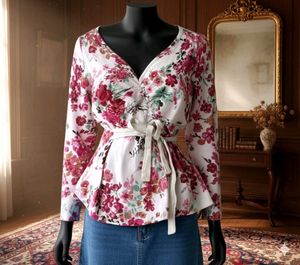 floral tie knot top