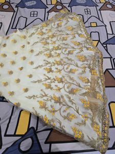 net lehanga with embroidery