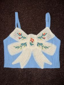 Crochet Floral Bow Tank Top