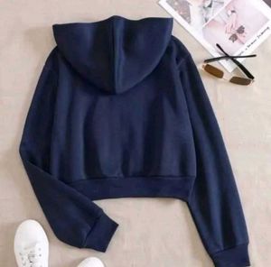 Navy Blue Cropped Hoodie