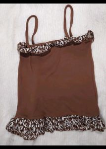 Brown Top With Frills