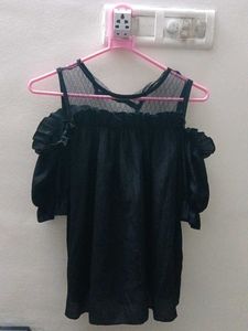 Black Cold Shoulder Top