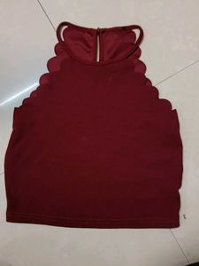 Burgundy Scallop Trim Tank