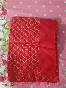 Red Embroidered Blouse Piece