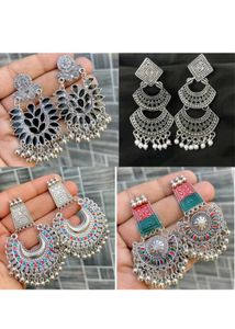 Boho Silver Drop Earrings Pair Of 4