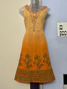 Orange Floral Embroidered Dress