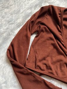 Brown Lace Crop Top