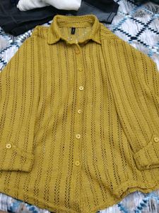 Mustard Knit Button-Down Top