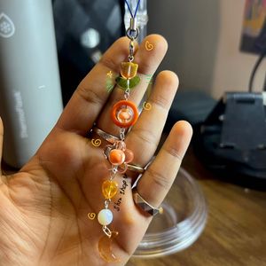 Cute Orange Themed Handmade Beaded Phone Charm