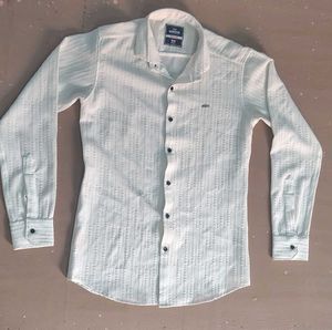 Men's White Long Sleeve Button-Down Shirt