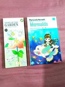 Story Garden & Mermaid No Colour Painting Books