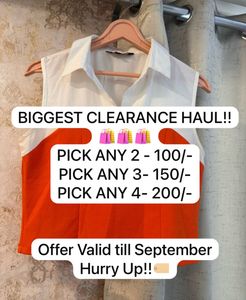 Trendy Color Block Orange Top, Bust- 34/32