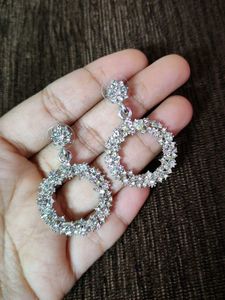Sparkling Rhinestone Circle Drop Earrings