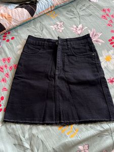 Black Denim Mini Skirt