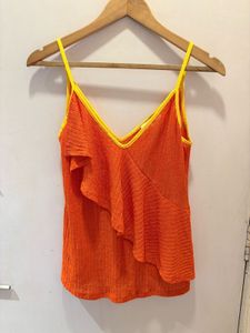 Beautiful Orange Top With Ruffle