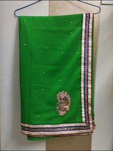 Embroidered Green Saree