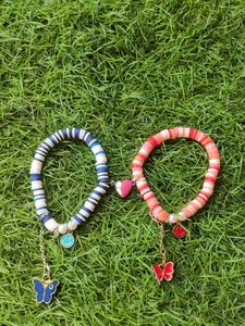 Clay Bead Charm Bracelets -Set of 2 For Bestfriens