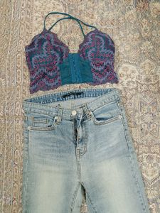 Imported Straight Ice Blue Denim.