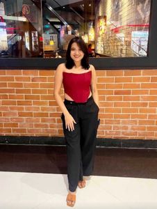 Trendyol Maroon Solid Corset Crop Top