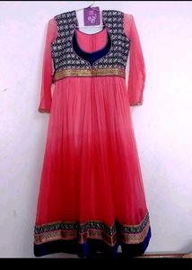 Pink & Navy Embellished Anarkali,Never Used