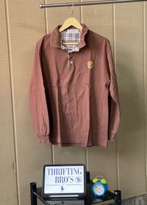 Vintage Burberry Brown Long Sleeve Polo Shirt