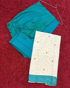 Teal & Floral Salwar Kameez Set