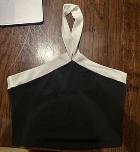 Chic Black & White Halter Top