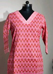 Red Floral Print Kurti Tunic