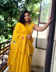 Elegant Yellow Floral Saree
