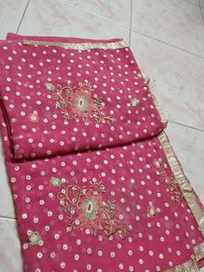 Pink Polka Dot Saree