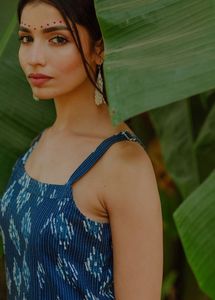 Anayna Blue And White Geometric Cotton Print Kurta