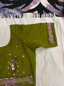 Olive sequinned blouse