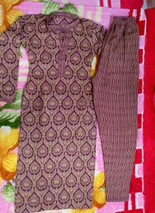 Coffee With Golden Kurta Set
